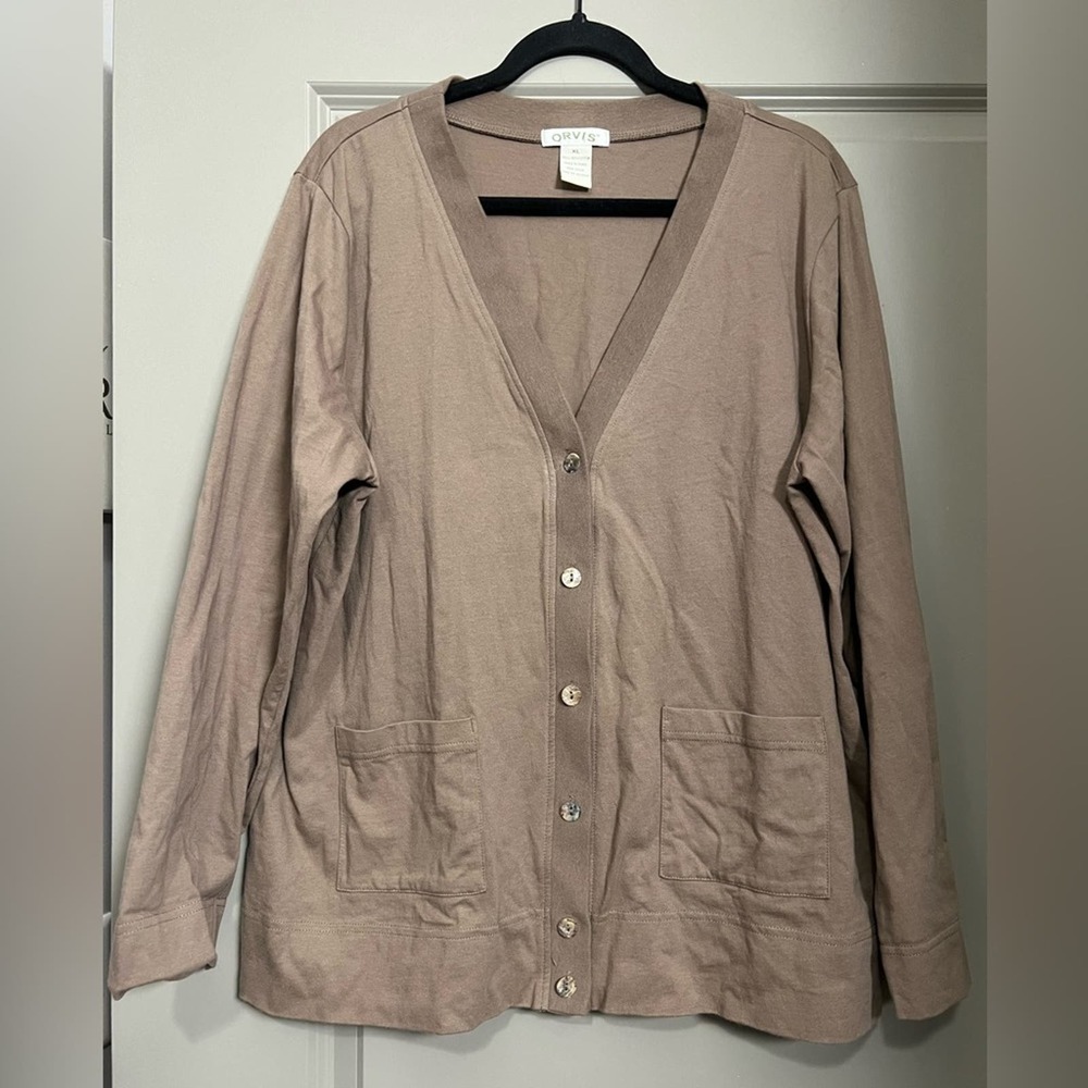 Orvis Light Brown Soft Cotton Cardigan